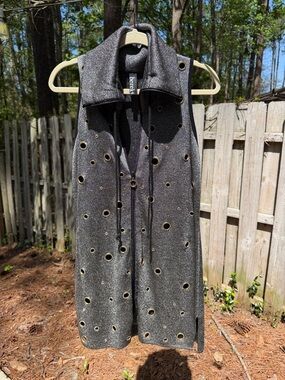 Berek Metallic Charcoal Eyelet Sleeveless Vest